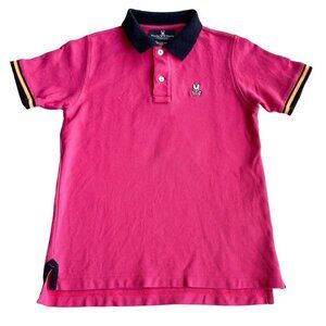 Psycho Bunny Boys Pink Pique Polo Pima Cotton Shirt - Size Medium (10/12)